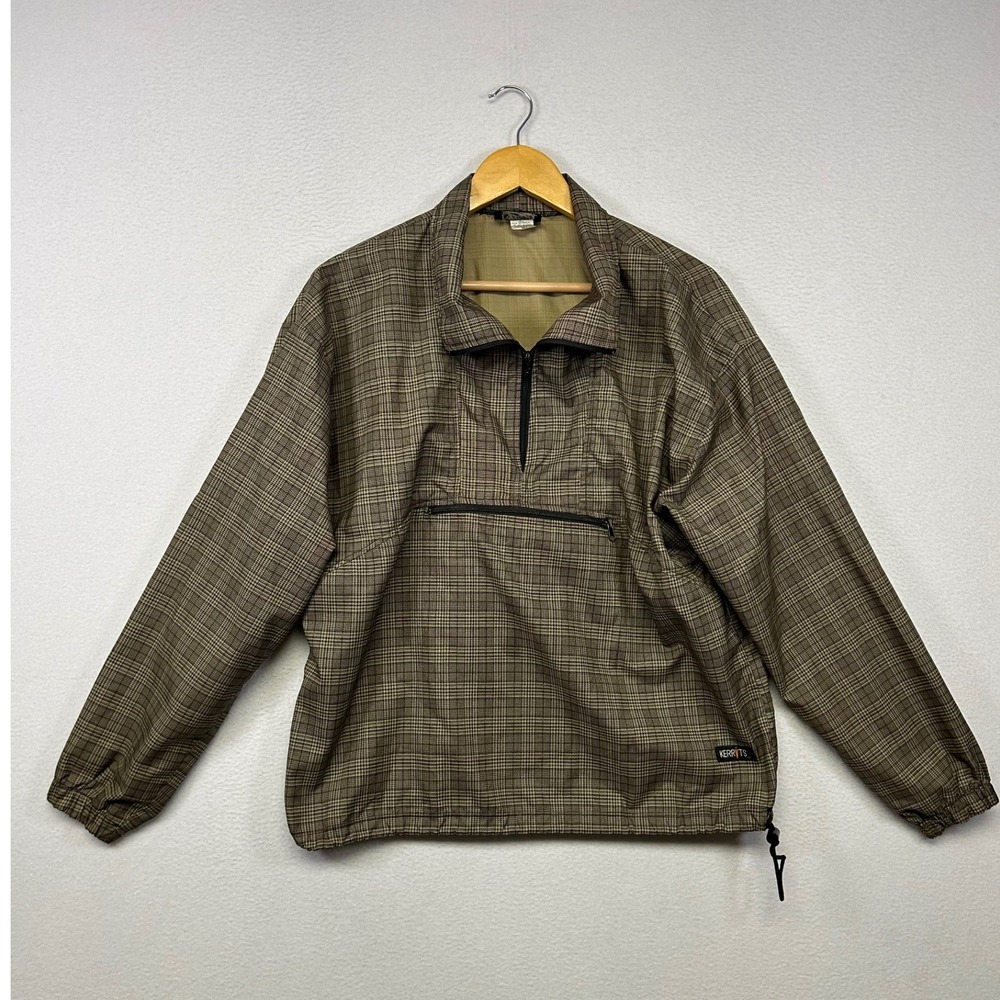 Equestrian Gorpcore Kerrits On Course Unisex Large Brown Plaid Windbreaker